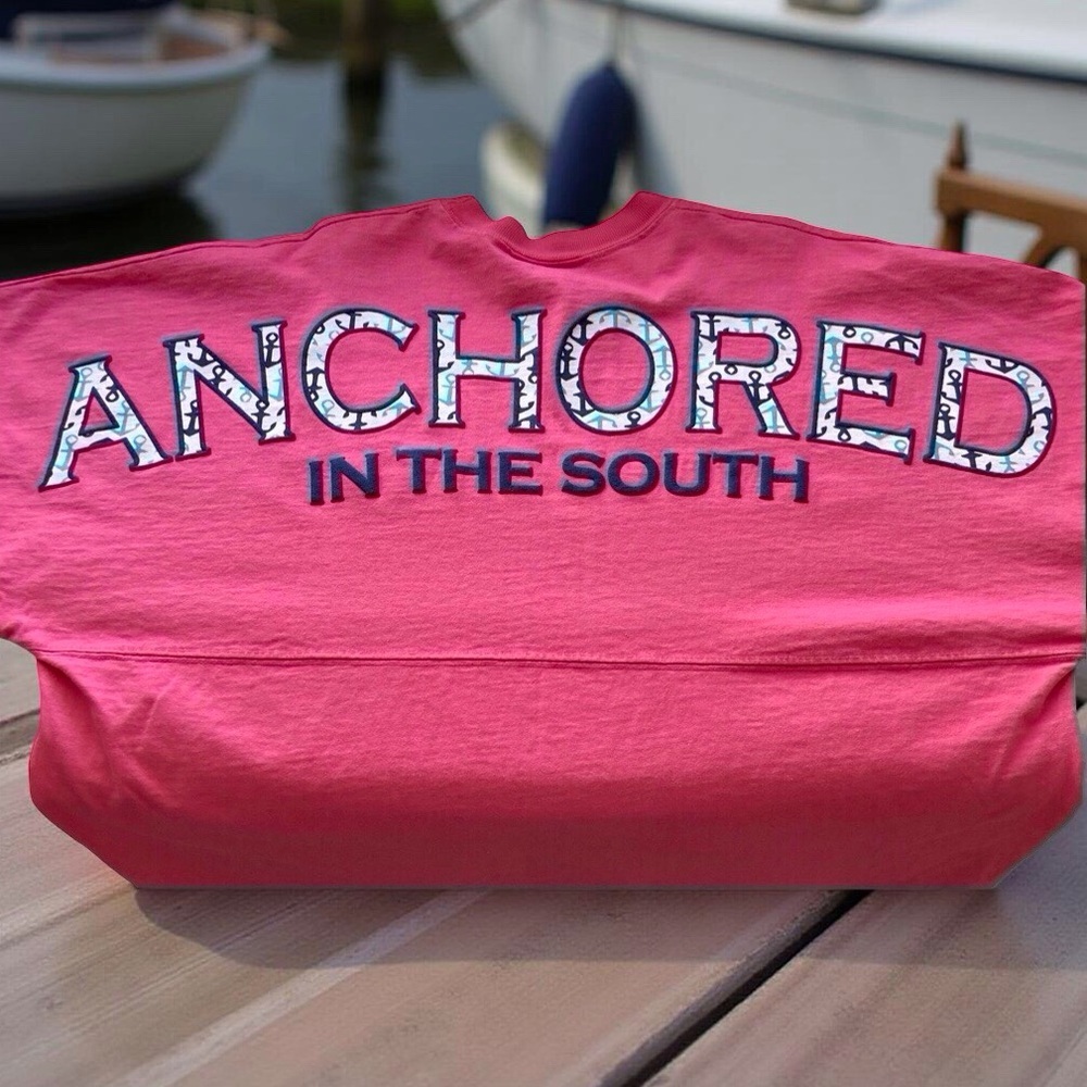 Spirit jersey - Anchored in the South Oversized Cotton Coastal Style Size M pink - Picture 4 of 12